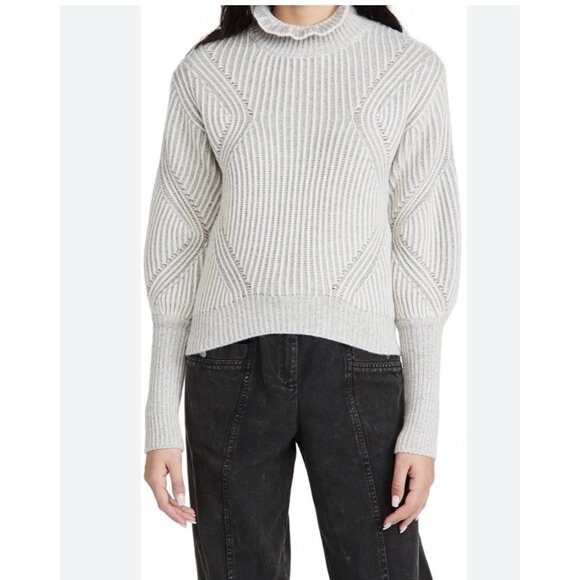 Veronica Beard Sweaters - Veronica Beard Striped Cashmere‎ Blend Turtleneck Sweater Size M Soft Neutral